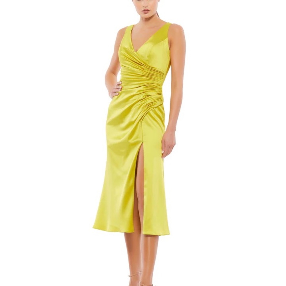 Mac Duggal Midi Gown 26625 Chartreuse/ Size 2